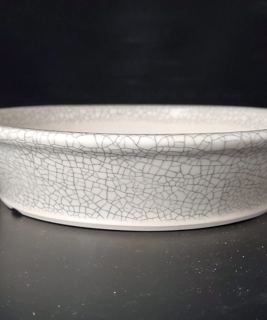Rolled-rim Crackle-glaze Ceramic Bonsai Pot