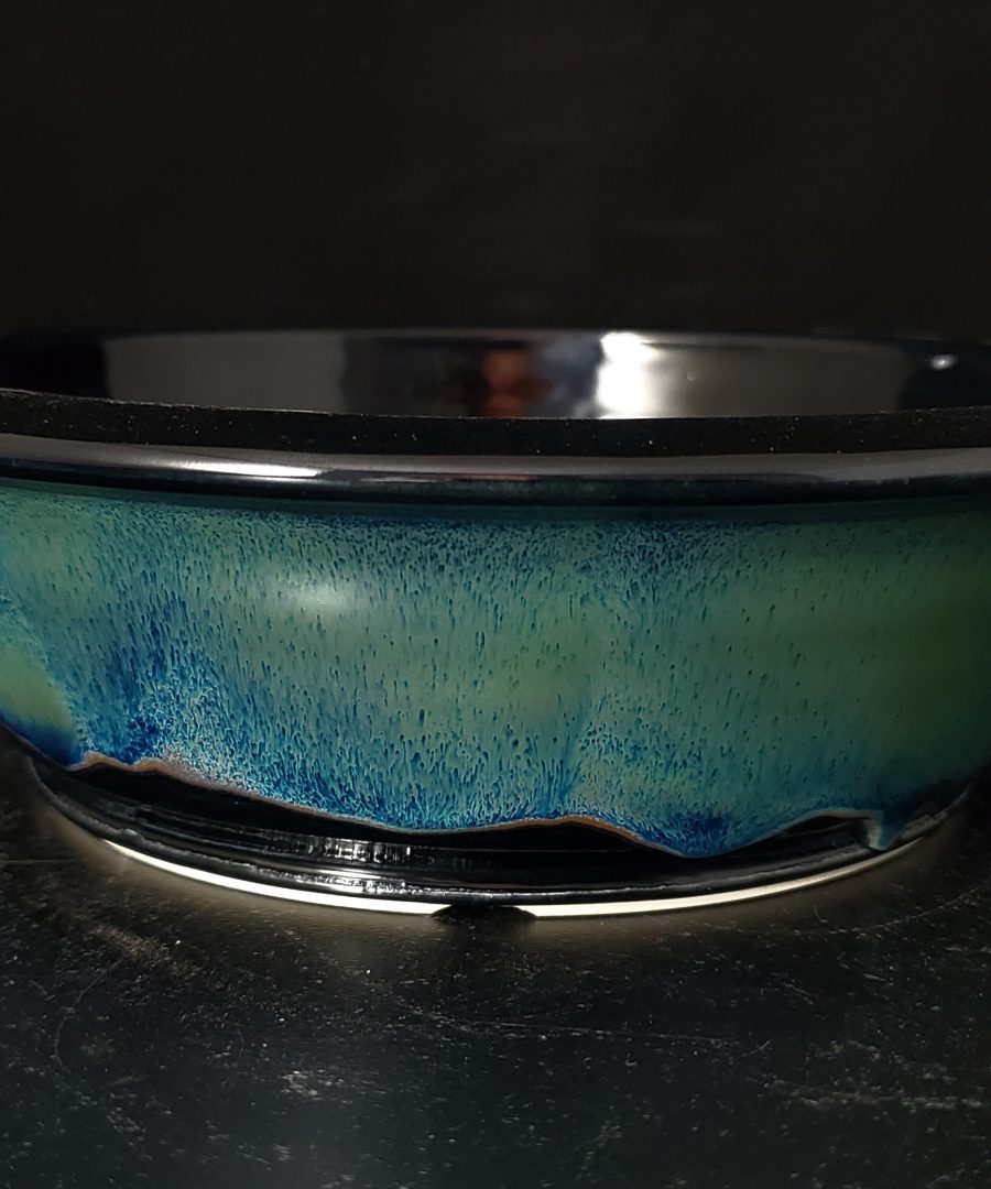 Speckled-crystalline Flared-rim Ceramic Bonsai Pot