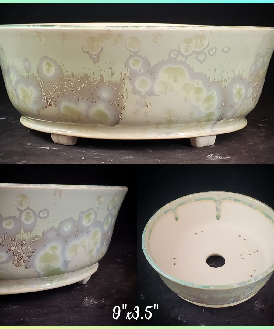 Marbled Circular-motif Footed Ceramic Bonsai Pot