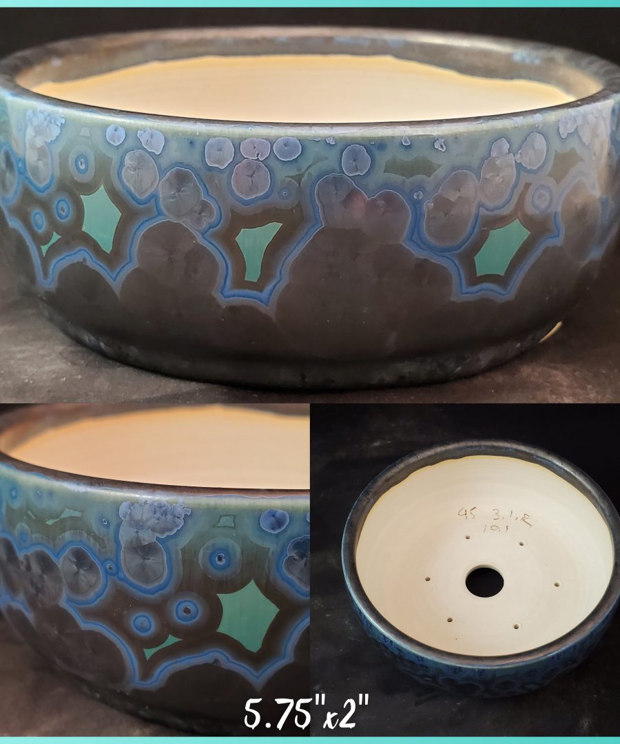 Circular-star Motif Marbled Ceramic Bonsai Pot