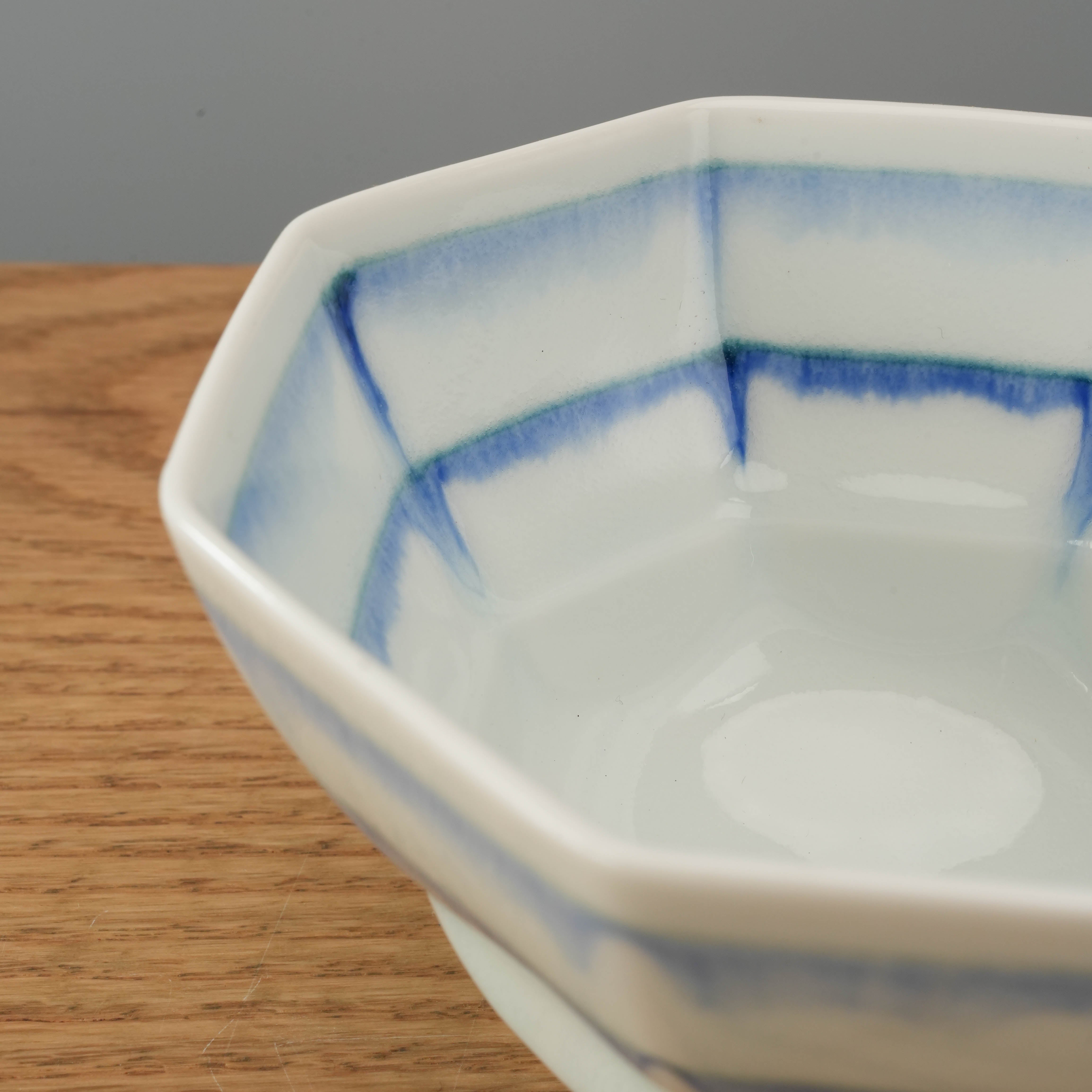 Hexagonal pedestal serving bowl