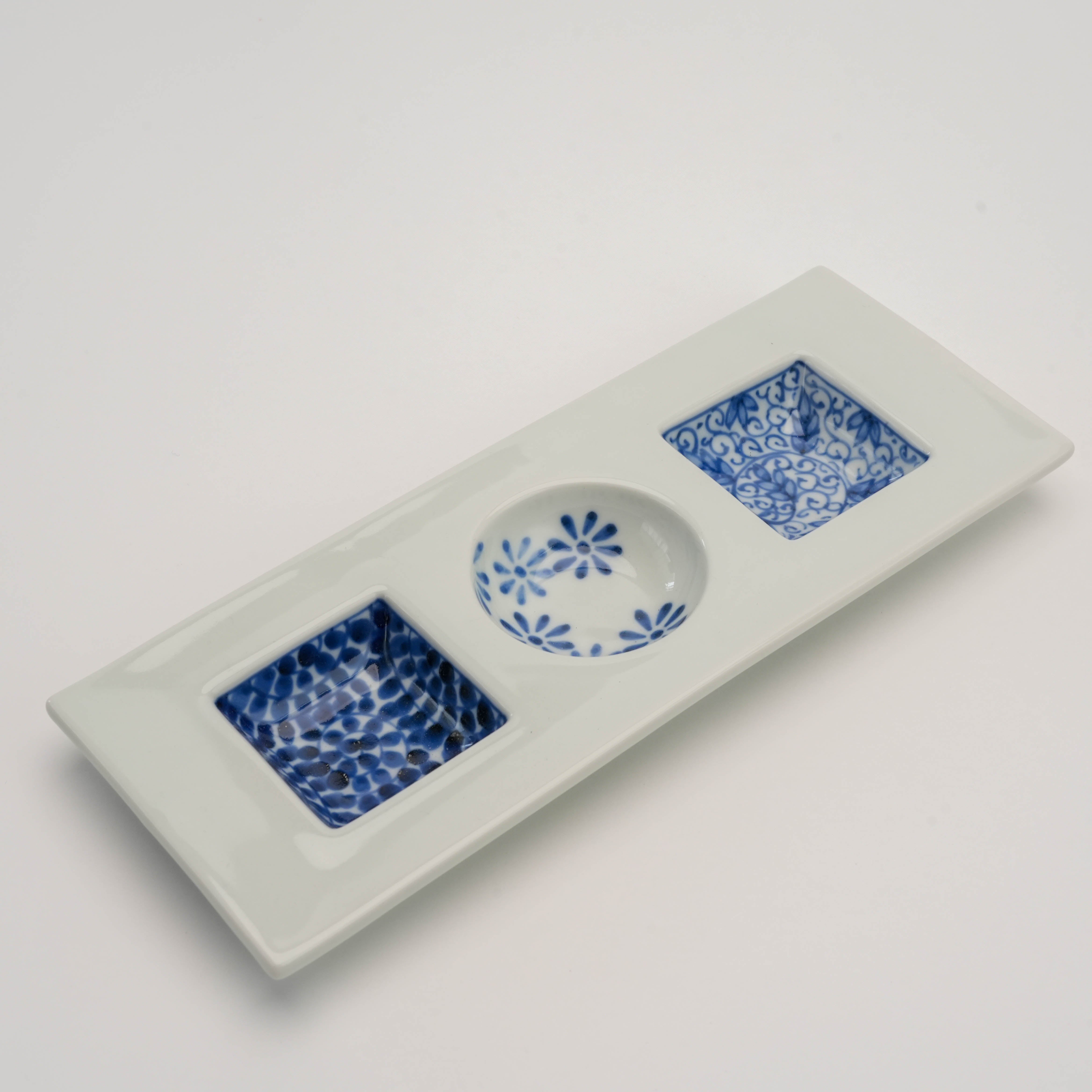 Three-compartment serving platter