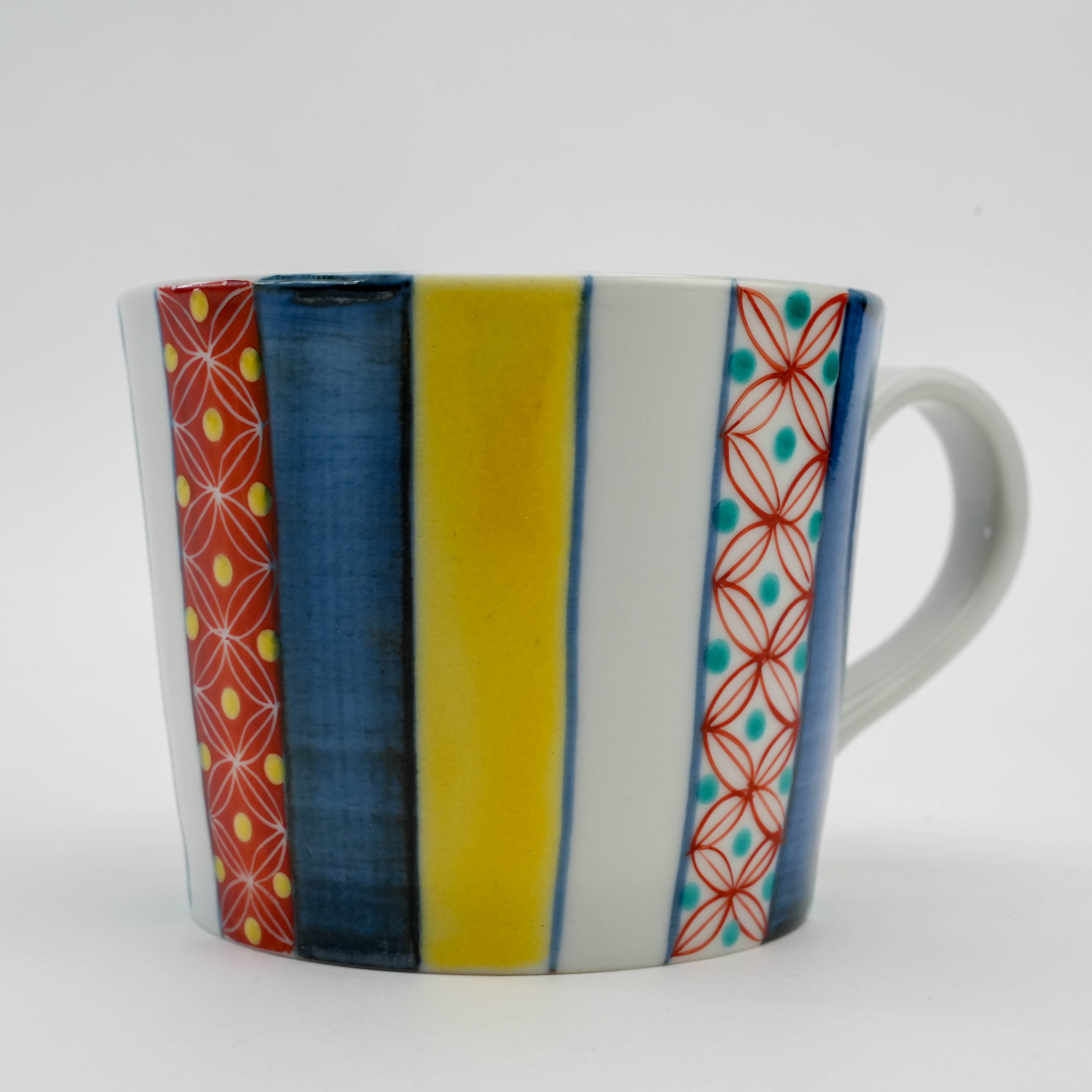 Striped and Patterned Tapered Mug